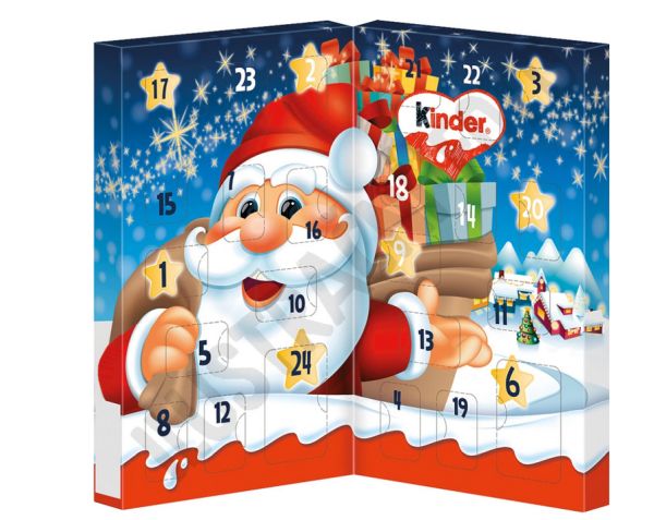 Stolní adventní kalendář s motivem Santa Clause od Kinder.