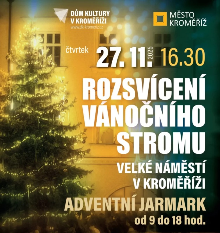 Plakát rozsvícení stromu v kroměříži.
