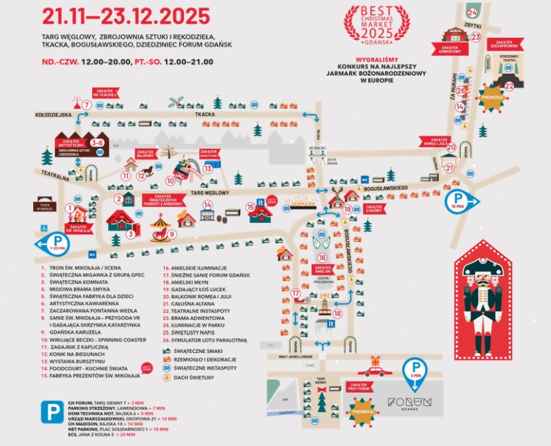 Plánek gdaňského vánočního jarmarku.
