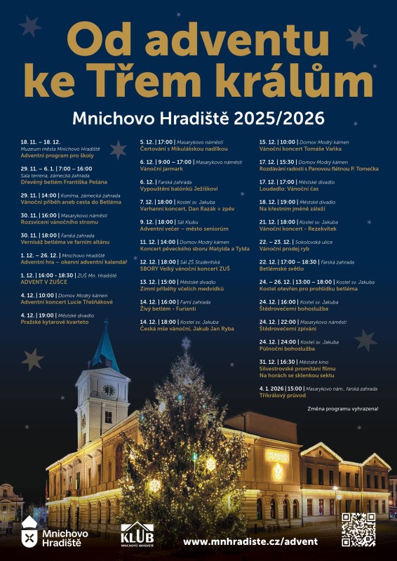 Plakát adventu v Mnichově Hradišti.