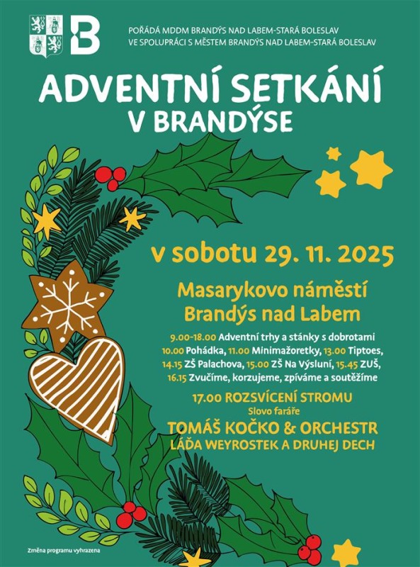 Leták na Adventní setkání v Brandýse.