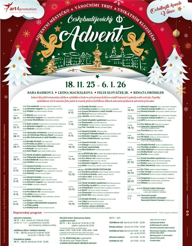 Plakát adventu v Českých Budějovicích.