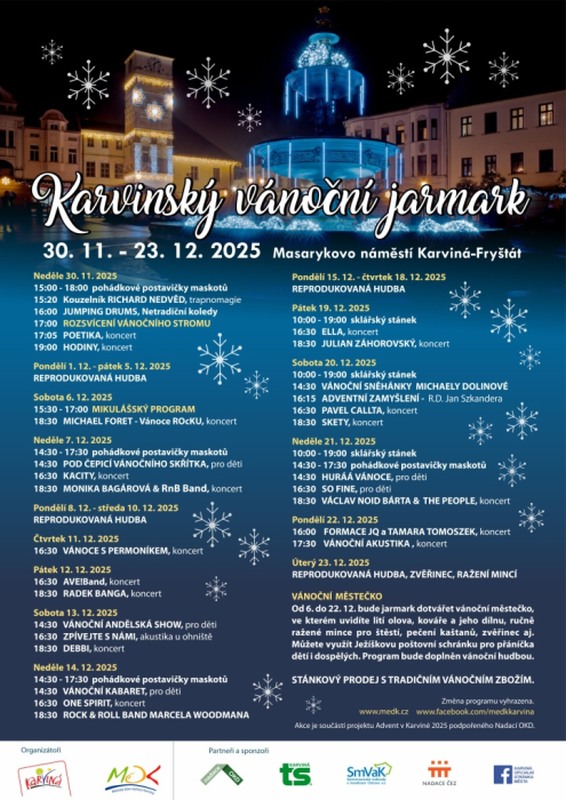 Program adventních karvinských trhů.