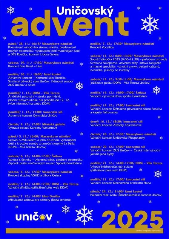 Plakát Uničovského adventu.