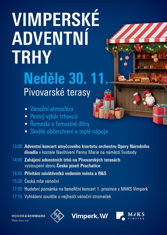 Plakát na adventní trhy Vimperk.