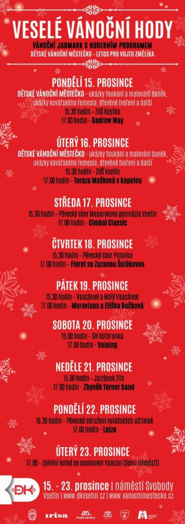 Plakát vánočních trhů ve Vsetíně..