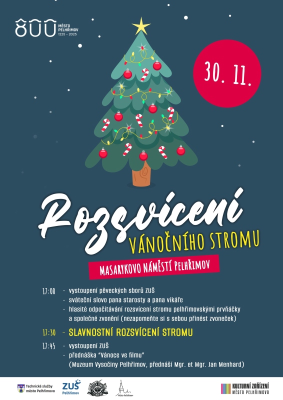 Plakát rozsvícení stromu.