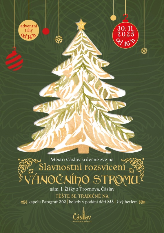 Plakát na čáslavské adventní trhy.