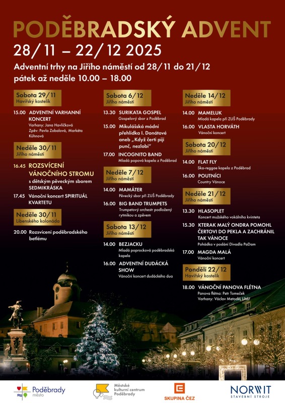 Plakát adventu v Poděbradech.