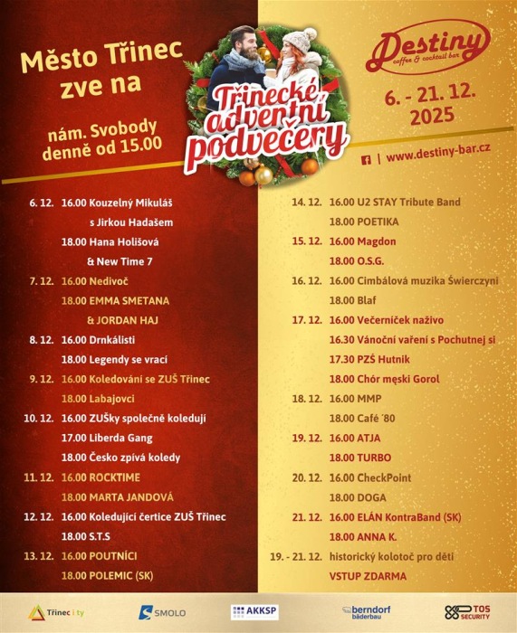 Plakát třineckých adventních podvečerů.