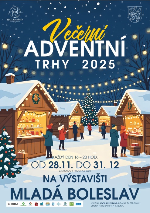 Plakát adventních trhů v Boleslavi.