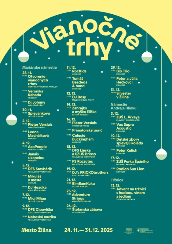 Program žilinských vánočních trhů.