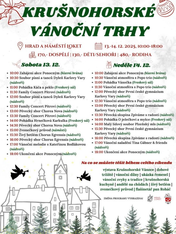 Plakát adventních trhů na Lokti.