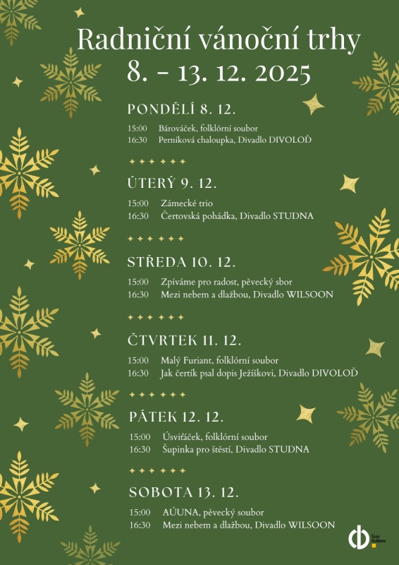 Program advetních trhů v Budějovicích.