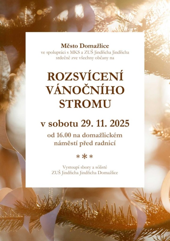 Plakát rozsvícení stromu.